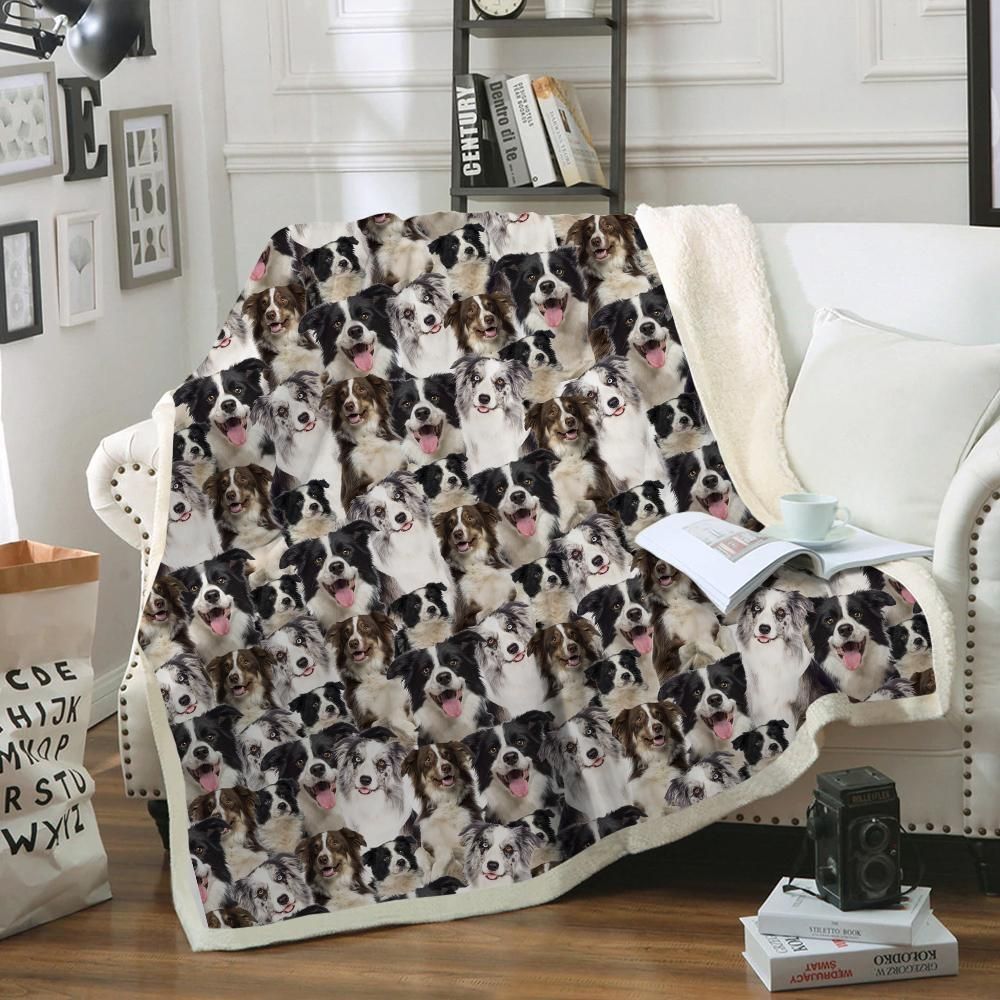 Border Collie Blanket Christmas Gift Ideas Quilt Sherpa Fleece Blanket