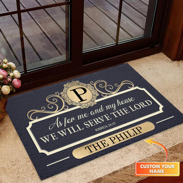 Personalized Elegant Family Home Serve The Lord Doormat