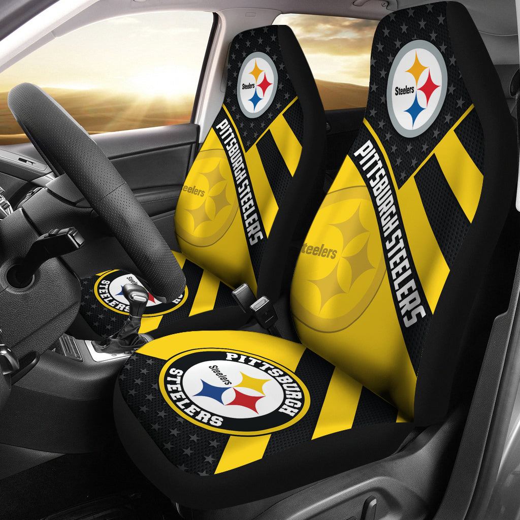 Pittsburgh Steelers Car Seat Covers American Football Logo Helmet Car