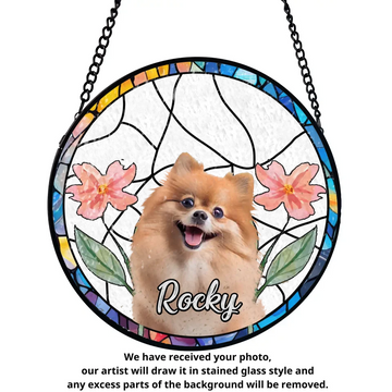 Pet Portrait Lightcatcher Pet Loss Suncatcher Personalized Window Stained Glass