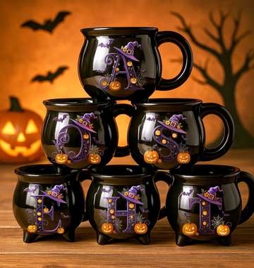 Custom 12oz Ceramic Cauldron Coffee Mug - New Arrival, Personalized Halloween Witchy Gifts For Besties, Sisters, BFF, Family, Yourself - Brew And Boo AMZ