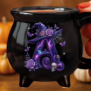 Custom 12oz Ceramic Cauldron Coffee Mug - Personalized Halloween Witchy Gifts For Besties, Sisters, BFF, Family, Yourself - Witchy Vibes Only