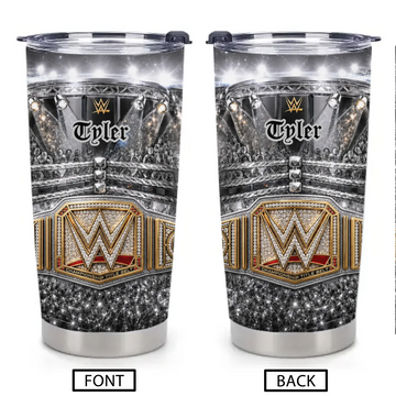 Customized Wrestling Championship Belt Thermos Cup - Personalized Name - Gift For WWE Fans, Wrestling Lovers