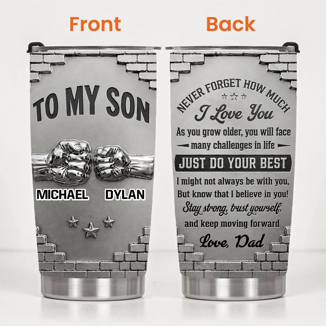 To My Son I Believe In You Customized Thermos Cup - Personalized Dad & Son Name - Gift For Sons