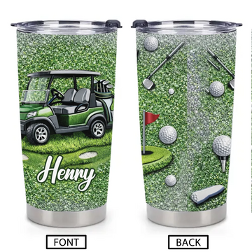 Eat Sleep Golf Repeat Customized Thermos Cup - Personalized Name - Gifts For Golf Lovers
