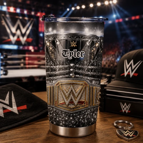 Customized Wrestling Championship Belt Thermos Cup - Personalized Name - Gift For WWE Fans, Wrestling Lovers