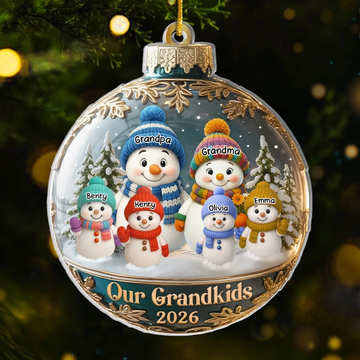 Custom Snowman Acrylic Ornament - Personalized Christmas Birthday Gifts For Grandpa, Grandma - Love That Spans Generations