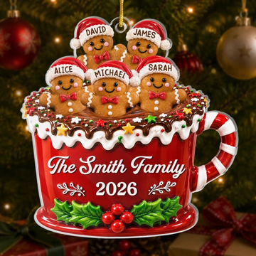 Custom Gingerbread Acrylic Ornament - Personalized Christmas Birthday Gifts For Mom, Dad, Brother, Sister - Our Sweet Little Family