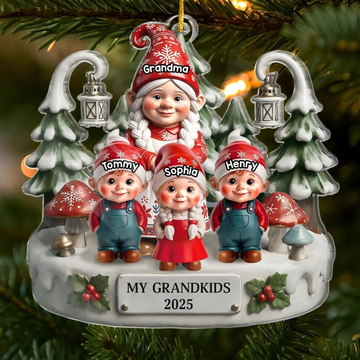Custom Gnome Acrylic Ornament - Personalized Christmas Birthday Gifts For Mom, Grandma, Kids - My Grandkids Are Special