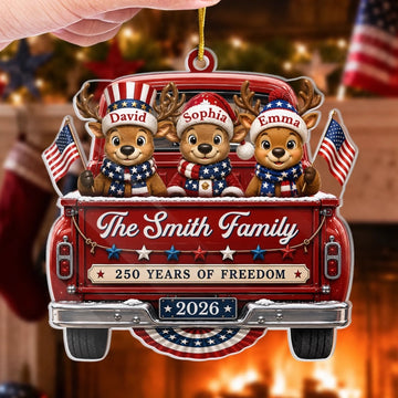 Custom Acrylic Ornament Personalized America 250Th Anniversary Christmas Gifts For Mom, Dad, Brother, Sister Built On Love And Freedom 1
