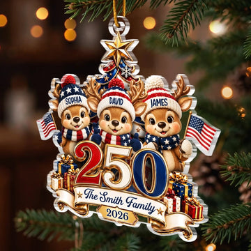 Custom Acrylic Ornament Personalized America 250Th Anniversary Christmas Gifts For Mom, Dad, Brother, Sister Christmas Cheer Starts Here