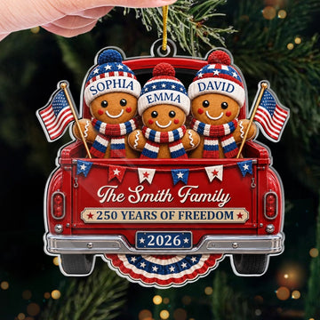 Custom Acrylic Ornament Personalized America 250Th Anniversary Christmas Gifts For Mom, Dad, Brother, Sister Sweet Traditions Of Freedom