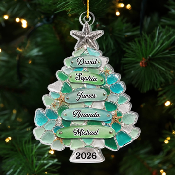 Custom Sea Glass Acrylic Ornament - Personalized Christmas Birthday Gifts For Mom, Dad, Brother, Sister - Home Filled With Cheer