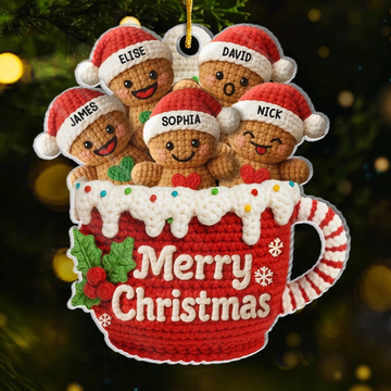 Custom Crochet Acrylic Ornament - Personalized Christmas Birthday Gifts For Mom, Dad, Brother, Sister, Kids - Love Gathers Around Us