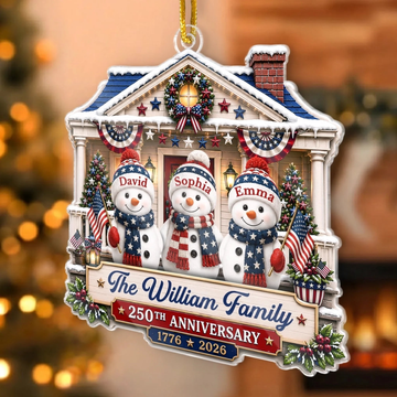 Custom Acrylic Ornament Personalized America 250Th Anniversary Christmas Gifts For Mom, Dad, Brother, Sister Warm Hearts Patriotic Christmas
