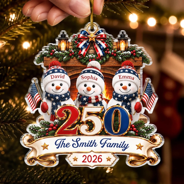 Custom Acrylic Ornament Personalized America 250Th Anniversary Christmas Gifts For Mom, Dad, Brother, Sister Winter Wishes