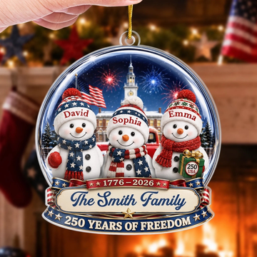 Custom Acrylic Ornament Personalized America 250Th Anniversary Christmas Gifts For Mom, Dad, Brother, Sister Wrapped In Love Blessed With Freedom