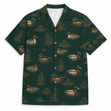 Duck Hunting Hawaiian Shirt for Men ¡ª Vintage Duck Stamp Mallard Pintail Wood Duck Print, Gift for Waterfowl Hunters