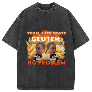Personality fashion I Tolerate Gluten Meme Washed T-Shirt
