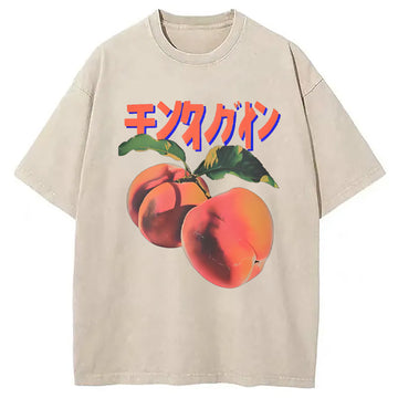 Personality fashion Retro Peach Japanese Washed T-Shirt