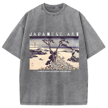 Personality fashion A View of Mount Fuji Across Lake Suwa Washed T-Shirt