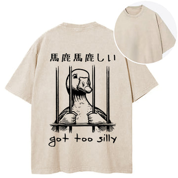 Personality fashion Got Too Silly Back Washed T-Shirt