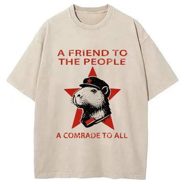 Personality fashion Capibalism Funny Washed T-Shirt