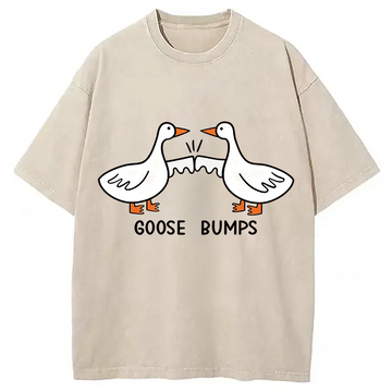 Personality fashion Goose Bumps Washed T-Shirt