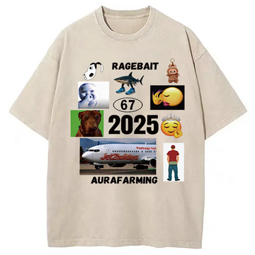 Personality fashion 2025 Meme Sayings Washed T-Shirt
