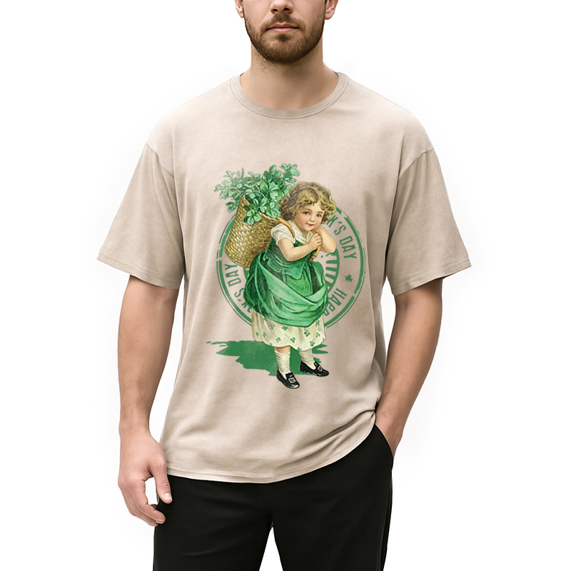Personality fashion St Patricks Day Retro Washed T-Shirt