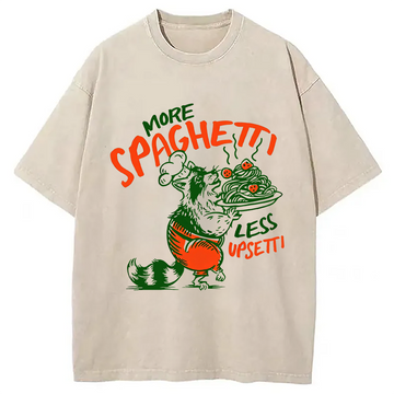 Personality fashion More Spaghetti Less Upsetti Raccoon Washed T-Shirt