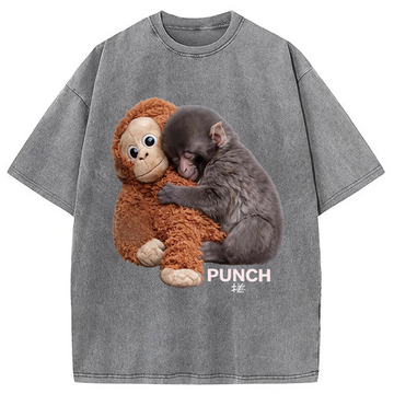 Personality fashion Cute Monkey Washed T-Shirt