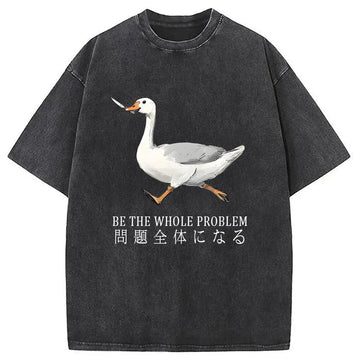 Personality fashion Running Stupid Goose Washed T-Shirt