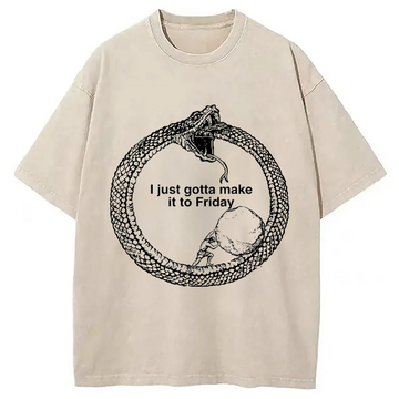 Personality fashion Circle Life Washed T-Shirt