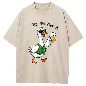 Personality fashion St Paddys Day Goose Washed T-Shirt