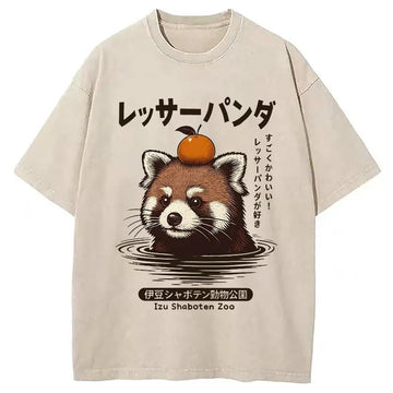 Personality fashion Cute Red Panda Washed T-Shirt