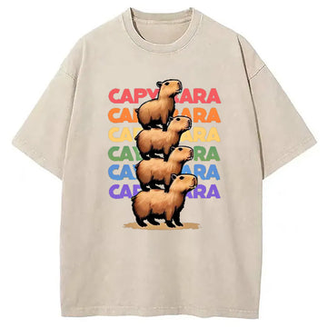 Personality fashion Funny Capybara Washed T-Shirt