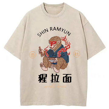 Personality fashion Shin Ramyun Washed T-Shirt