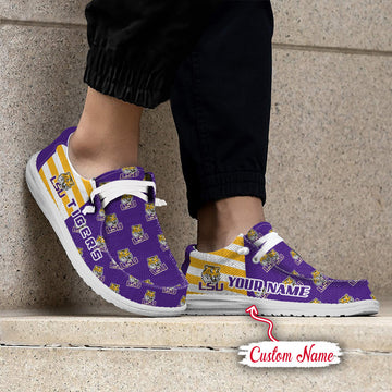 NCAA LSU Tigers Custom Name Hey Dude Shoes 19 M22