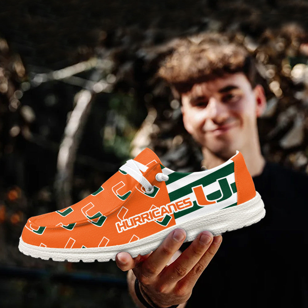 NCAA Miami Hurricanes Custom Name Hey Dude Shoes 19 M22