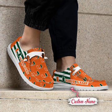 NCAA Miami Hurricanes Custom Name Hey Dude Shoes 19 M22