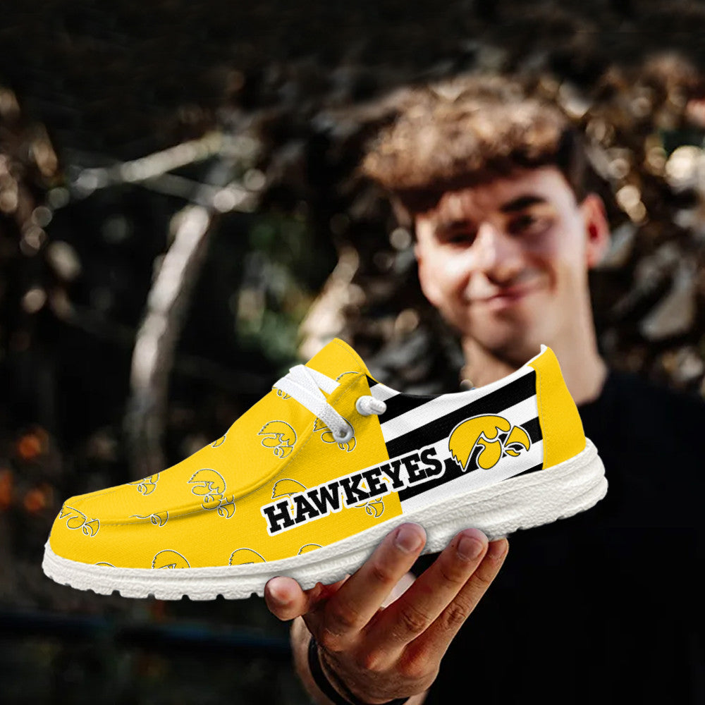 NCAA Iowa Hawkeyes Custom Name Hey Dude Shoes 19 M22