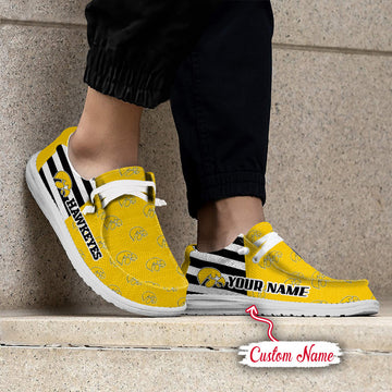 NCAA Iowa Hawkeyes Custom Name Hey Dude Shoes 19 M22