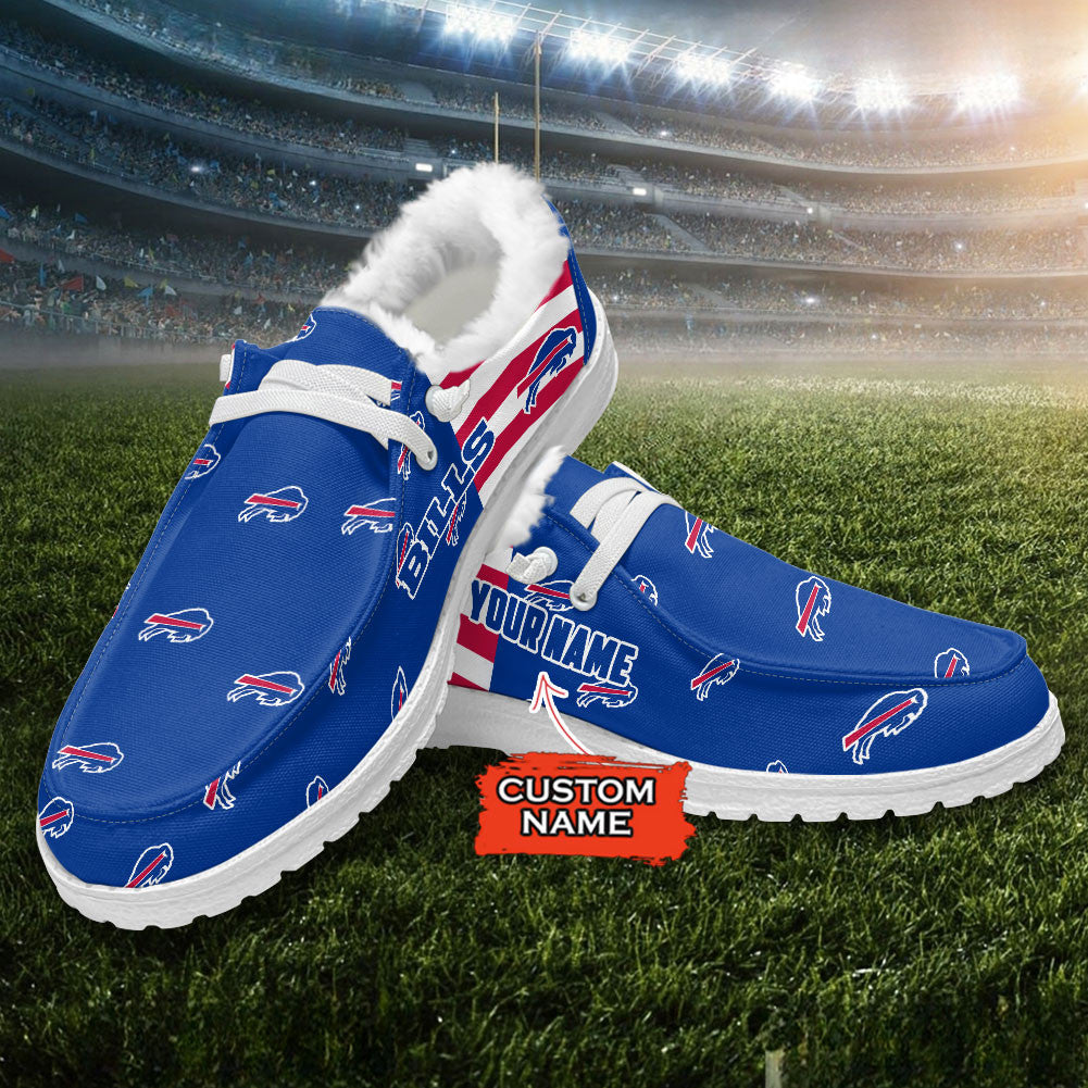 Custom Name NFL 04 Buffalo Bills Hey Dude with warm fur lining Shoes