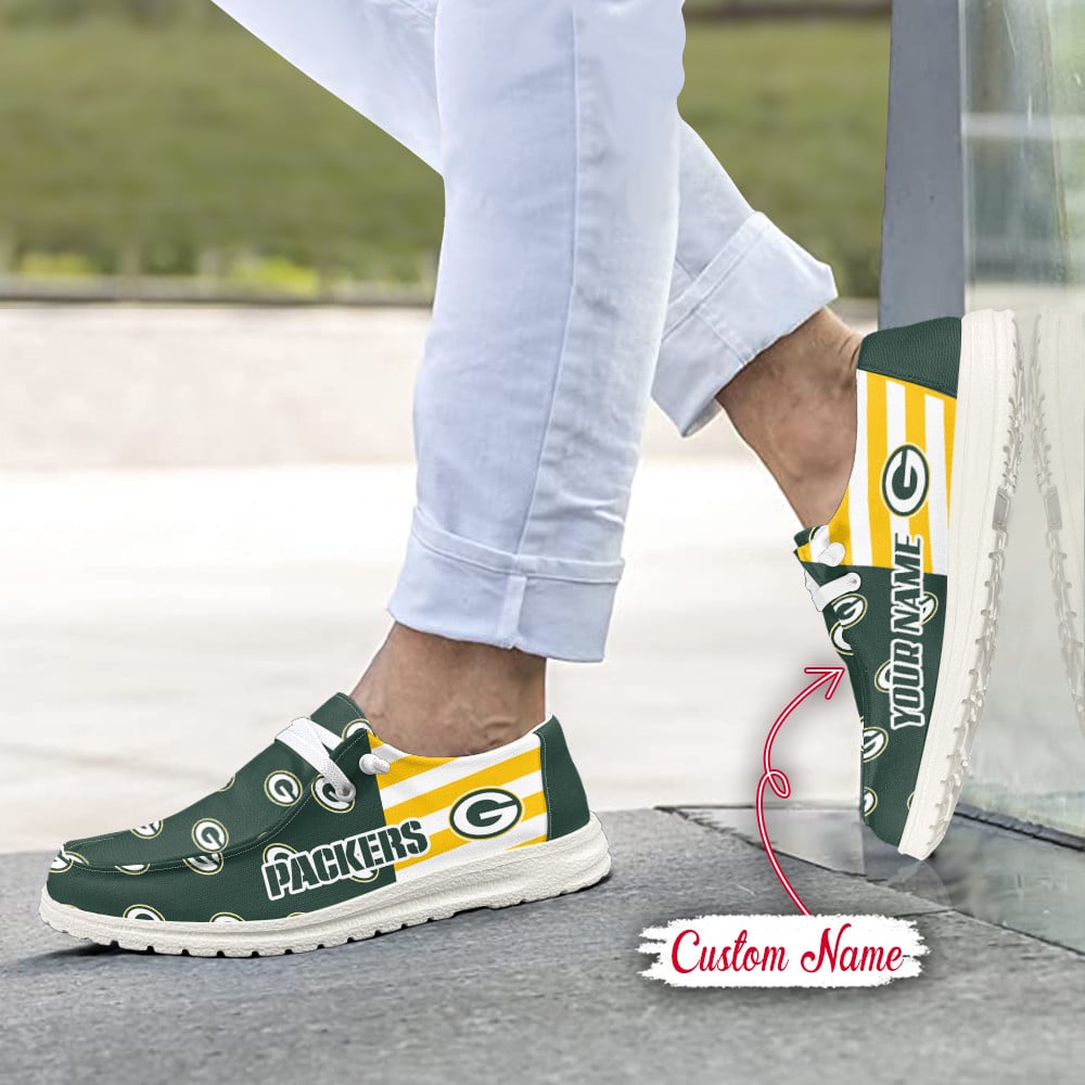 Custom Name NFL12 Green Bay Packers-Hey Dude Shoes