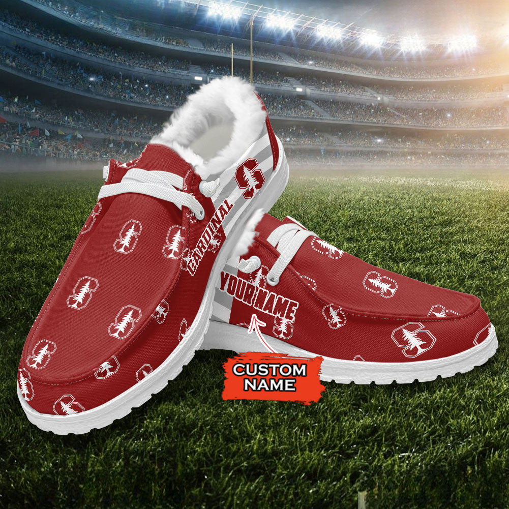 Custom Name NCAA 35 Stanford Cardinal Hey Dude with warm fur lining Shoes