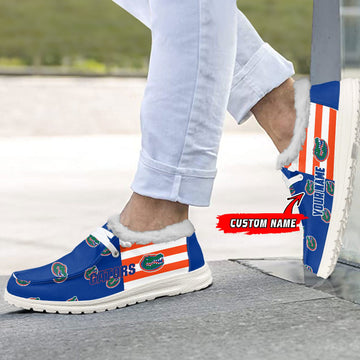 Custom Name NCAA 06 Florida Gators Hey Dude with warm fur lining Shoes