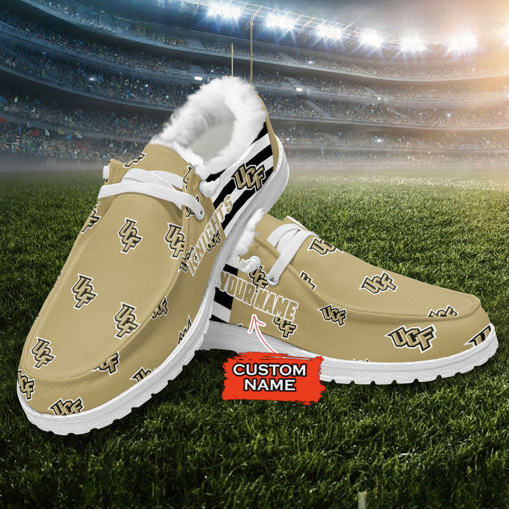 Custom Name NCAA 33 UCF Knights Hey Dude with warm fur lining Shoes