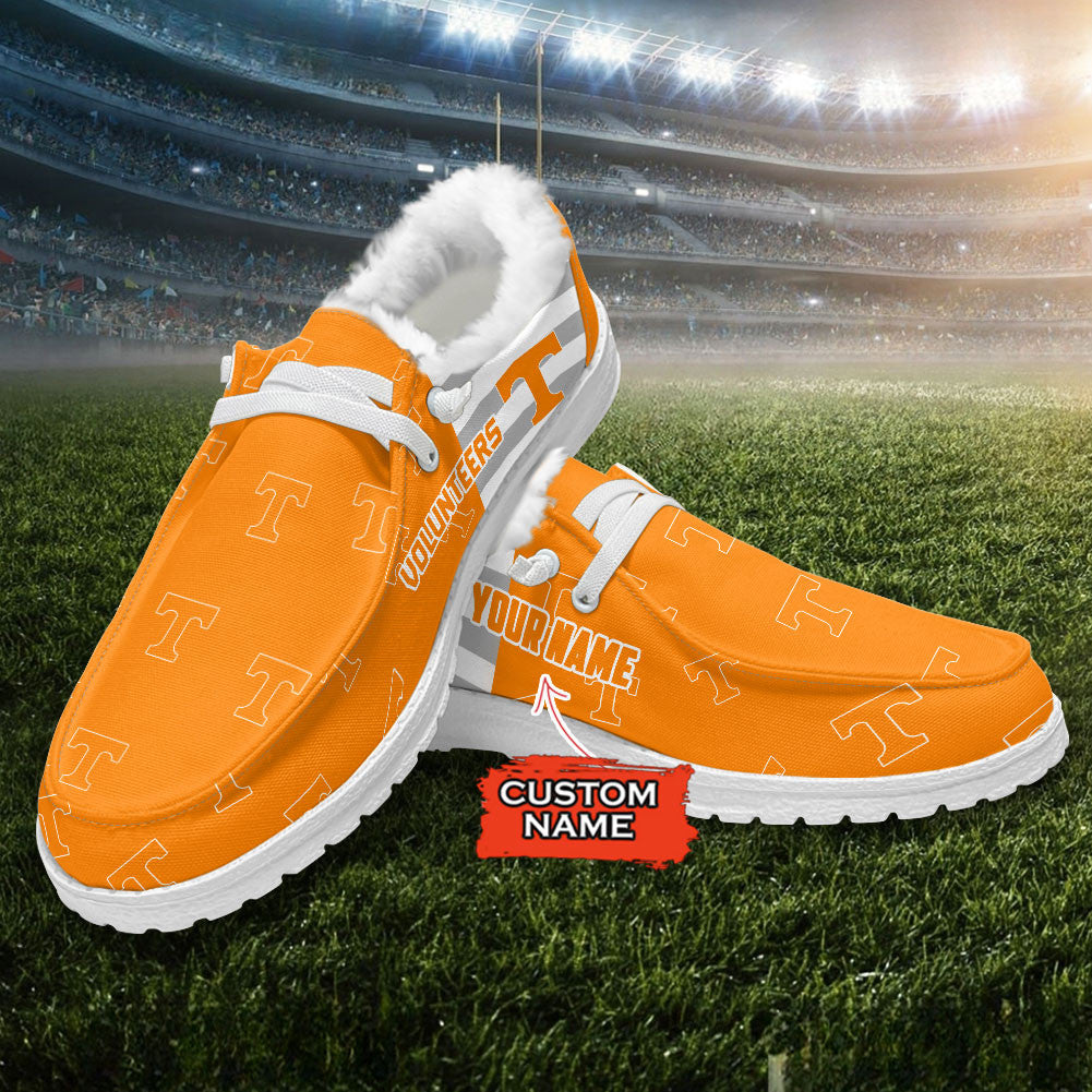 Custom Name NCAA 09 Tennessee Volunteers Hey Dude with warm fur lining Shoes