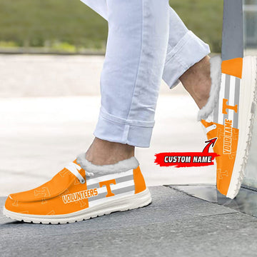 Custom Name NCAA 09 Tennessee Volunteers Hey Dude with warm fur lining Shoes